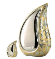 Tear Drop Urn with Silver and Brass Finish)